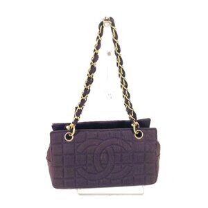 CHANEL CC logo CC Mark chocolate bar Double Chain bag Shoulder Bag Jersey purple